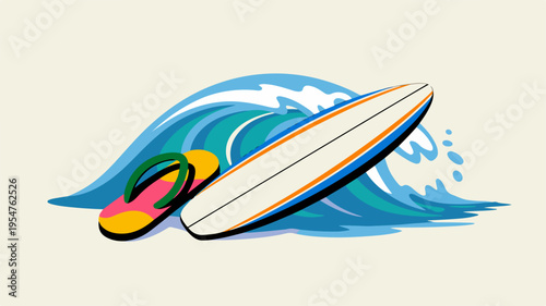 Surfboard and boogie board riding a vibrant blue ocean wave summer fun and adventure