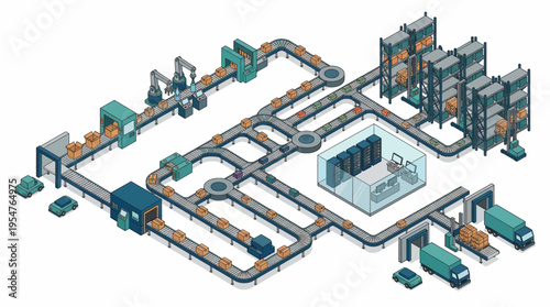 Industrial factory pipeline system with machinery.