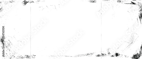 Film texture scratch frame with dust grain and old photo paper marks. Dark texture film overlay with grunge on worn photocopy background. Vector retro cinema imperfection for horror noir screen bg.