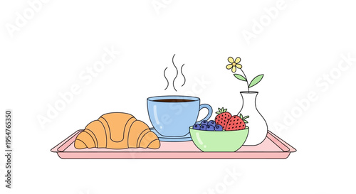 Breakfast food on a tray.