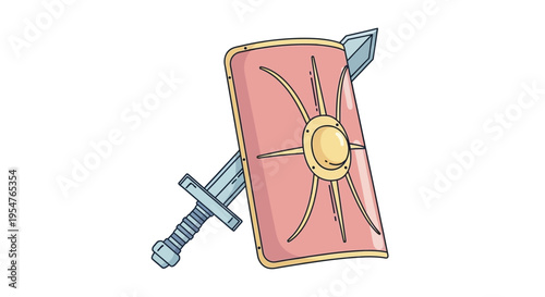 Medieval shield with crossed sword.