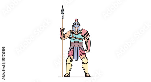 Ancient Roman Warrior in Armor Standing.