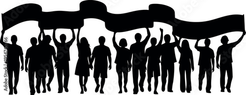 Group of people holding protest signs together in demonstration