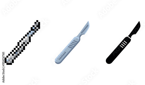 Evolution of surgical scalpel design: pixelated to modern iconic styles