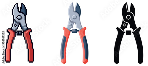 Pixelated, realistic, and silhouette wire cutters