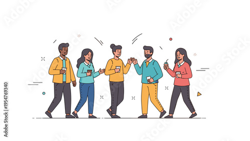 Group of young adults socializing and enjoying drinks together