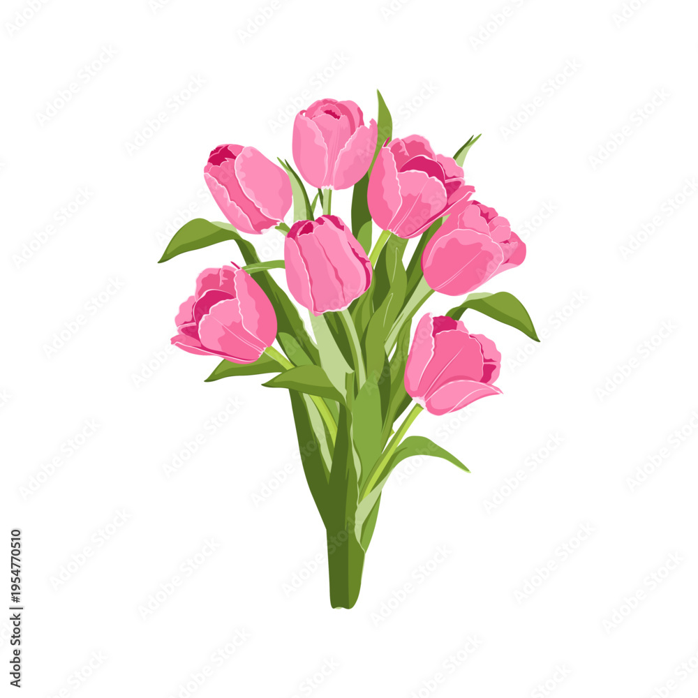 Fototapeta premium Tulips bouquet. Spring flowers. Hand drawn colorful tulips.