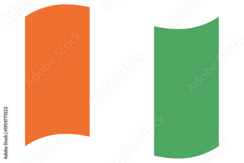 Waving flag of Ivory Coast isolated.
