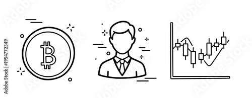 Bitcoin growth: financial analyst and cryptocurrency market graph