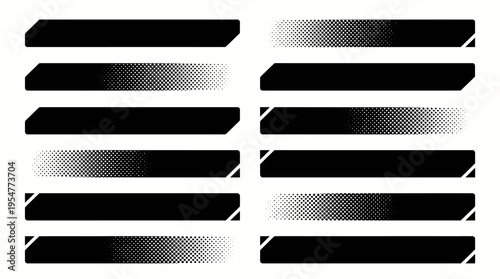 Abstract black gradient horizontal bar pattern with rounded stripes for modern graphic design, background textures, and visual branding