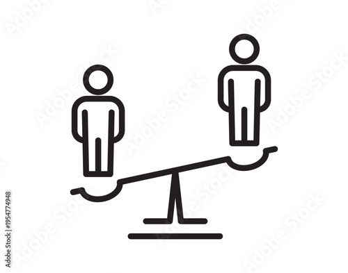 Human Inequality Balance Line Icon. Workforce Comparison Outline Vector
