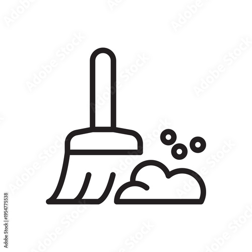 Cleaning Broom Line Icon. Maintenance and Housekeeping Outline Vector
