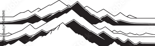 Set of abstract mountain range landscape vector graphics