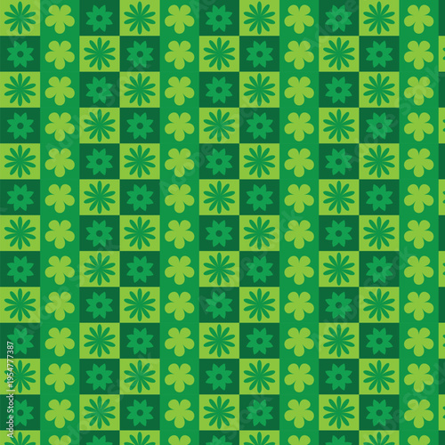 Bild auf Leinwand Seamless pattern with shamrocks and star flowers