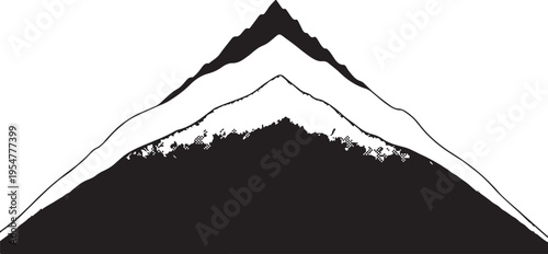 Vector mountain icon, black silhouette