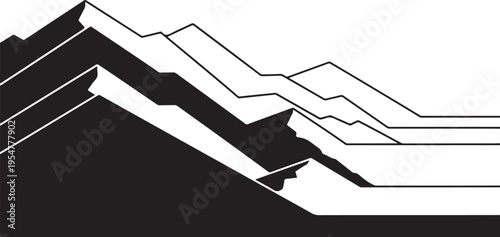 Black mountain range silhouette vector illustration