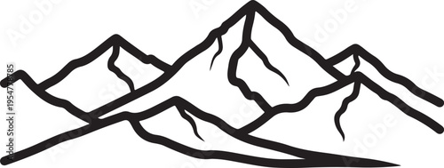 Vector mountain range icon in black