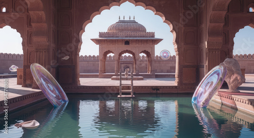 Luxury Pool in Ancient Indian Fortress Stunning Architectural Shot