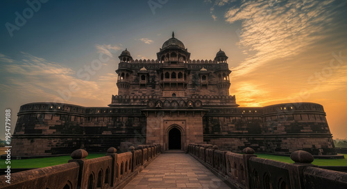 Magnificent Indian Fort at Sunset – Historical Architecture Stock Photo