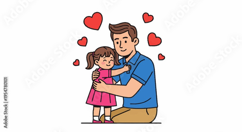 Father and Daughter Embracing with Love Illustration