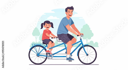 Happy Moments of a Parent and Child Cycling Together