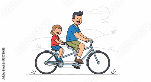 Family Ride Father and Child Enjoying Bicycle Adventure