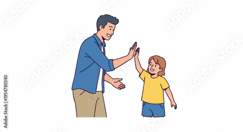 Joyful Interaction Between Father and Son in Playful Moment