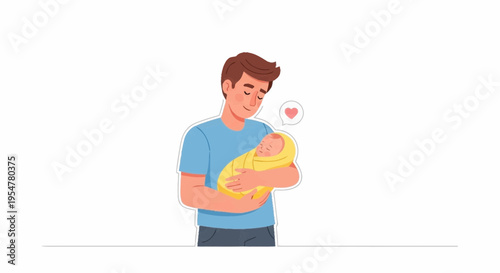Father Holding Newborn Baby with Love and Care