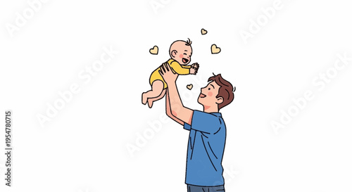 Father and Baby Bonding Moment with Heart Icons
