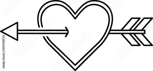 Line art icon of a heart pierced by an arrow