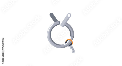 silver metal toggle clamp with orange lock, industrial tool