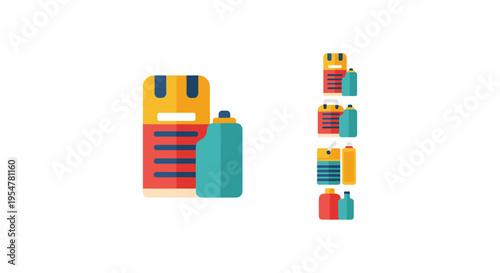 colorful school supplies icons with backpacks and lunchboxes