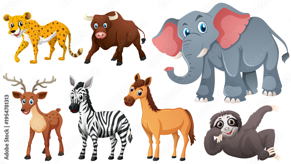 Obraz premium Wild animals on white background