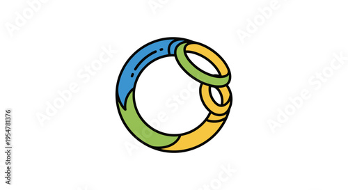 colorful interlocking rings, business partnership symbol