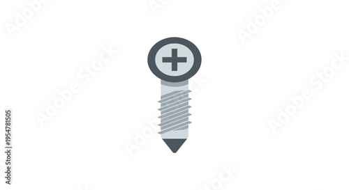 Detailed illustration of a silver screw with a cross-shaped head