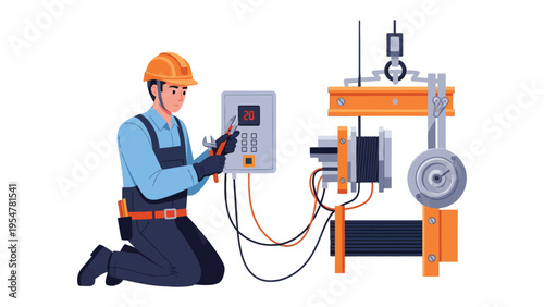 Electrical Precision: An electrician focuses intently on intricate electrical connections, embodying expertise and precision in the realm of industry and technology. 