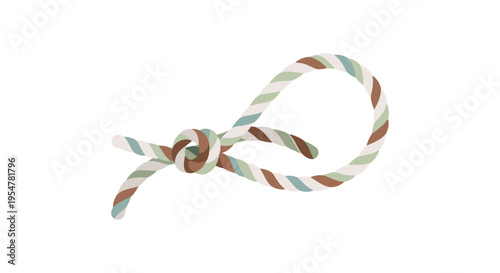 colorful striped rope with knot on white background