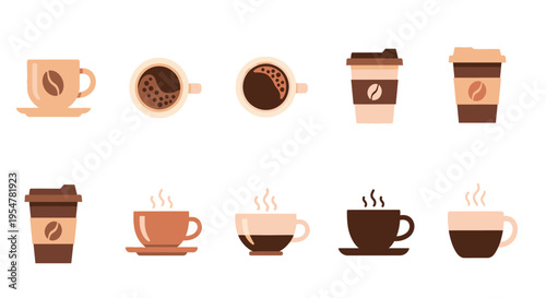 Collection of excavator construction machines and heavy equipment icons isolated on white background, vector illustrations of digging machines and earthmovers for industry