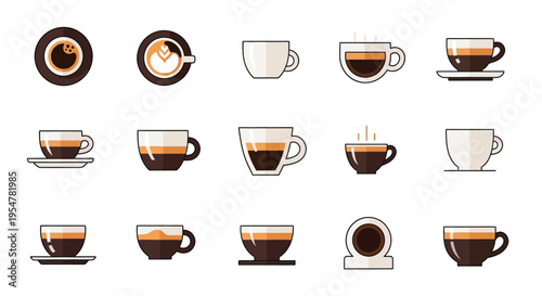 Icebreaker ship vector icons showing various designs of polar vessels, including front views, side views, and conceptual designs for exploration and arctic navigation