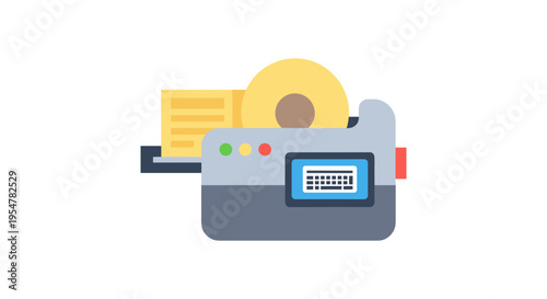 Flat design cash register with money