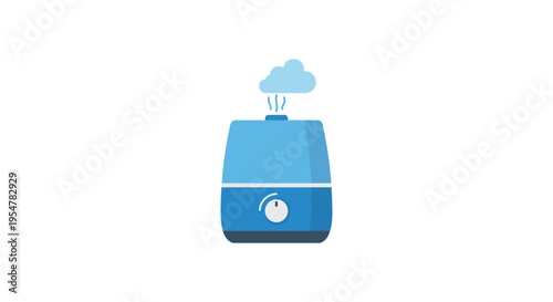 blue humidifier with mist cloud