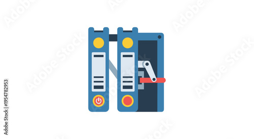 blue server security icon with red lock
