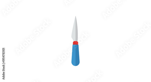 utility knife with blue handle and red stripe