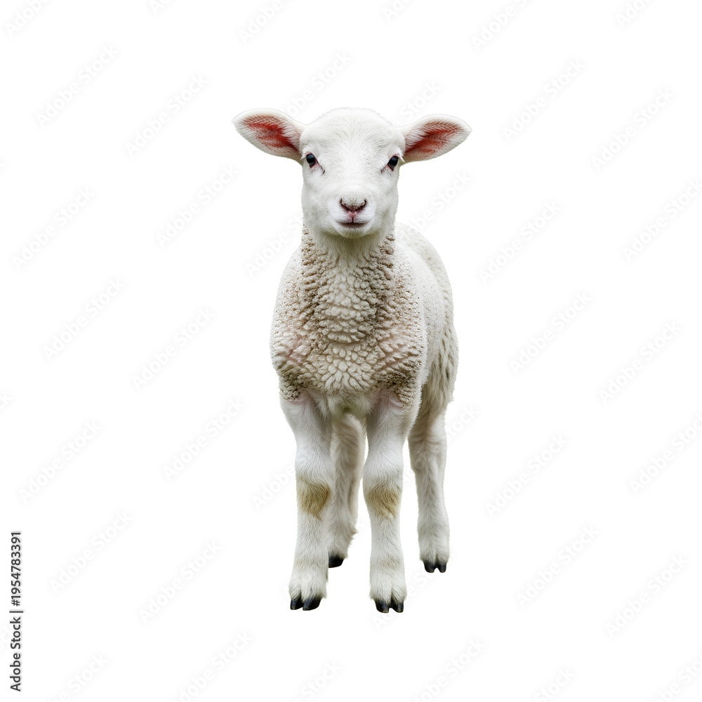 Obraz premium A Young Lamb Stands Proudly on a White Background 4.