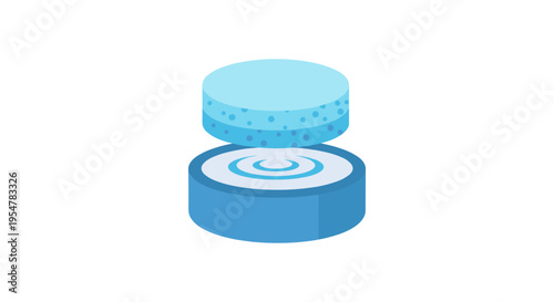 opened blue pill bottle with white and blue swirl design