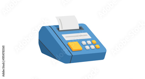 blue electronic cash register with receipt