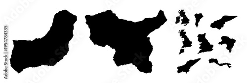 Map set with folded silhouette composed of lines and shading featuring travel, geography, navigation with simplicity and precision