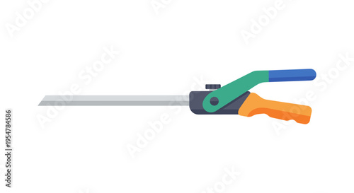 colorful illustration of a handsaw with ergonomic handle