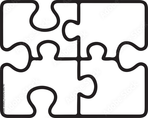 Set of 4 black puzzle pieces vector