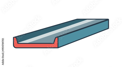 3D illustration of a steel rail track profile